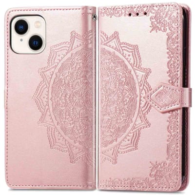 imoshion Hoesje - Geschikt voor Apple iPhone 14 / 13 - Mandala Bookcase - Rosé Goud