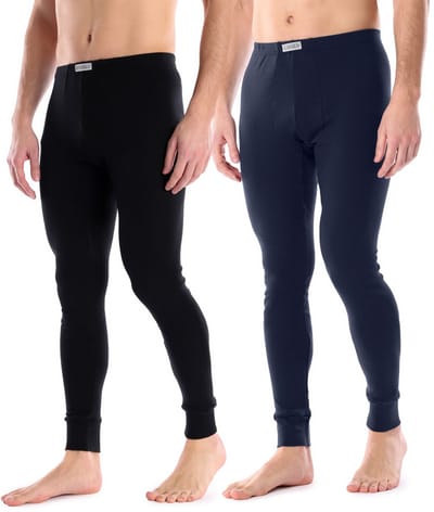 Ladeheid Heren Thermobroek 2 Pack Set - Sport - Thermoactieve - Lang - Katoen – Zwart/Marineblauw – XXL - LA-LA40-247-UW-2B