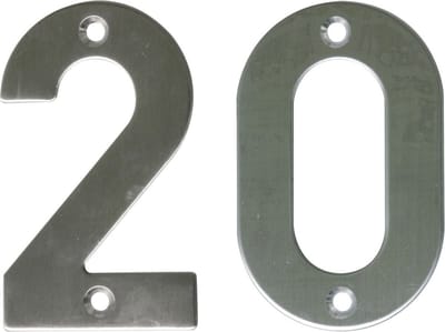 AMIG Huisnummer 20 - massief Inox RVS - 10cm - incl. bijpassende schroeven - zilver