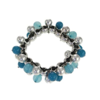 Behave - armband zilverkleur - blauwe kralen - speelse look
