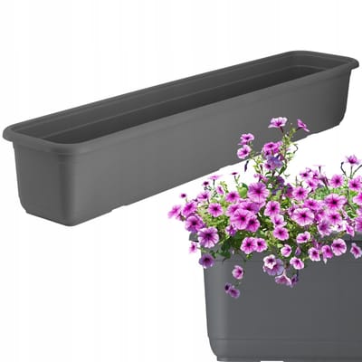 KADAX Wamat, 80 cm, balkonbak van hoogwaardige kunststof, plantenbak voor binnen en buiten, bloempot voor balkon, terras en vensterbank, antraciet