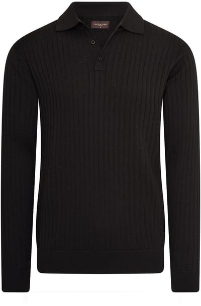 Cappuccino Italia - Heren Trui Massa Knit Polo - Zwart - Maat XL