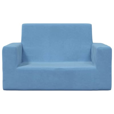 vidaXL - Kinderbank - 2-zits - zacht - pluche - blauw