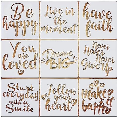 Motiverende Stencil Set met 9 herbruikbare Sjablonen voor Creatieve Tekening en Schilderijen