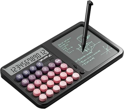 Rekenmachine met Notitieblok - Rekenmachine Kladblok - Notities Maken Rekenen - Antireflectie Display - 15x26.3 cm - Zwart