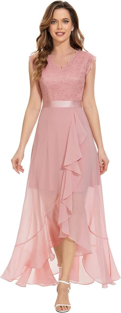 Elegante Asymmetrische Avondjurk Chiffon Maxi Jurk Voor Dames