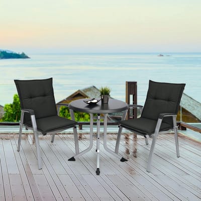 Beautissu Base NL – Set van 8 Tuinstoelkussens Lage Rug 100x50x6 cm Antraciet Kussen voor Tuinstoelen Zitkussen