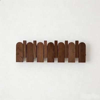 Wandkapstok van walnoothout met haken, stevig en duurzaam, wordt geleverd met 6 haken voor het ophangen van jassen/sleutels/hoeden/badjassen/handdoeken/planten/tassen（Beukenhout）