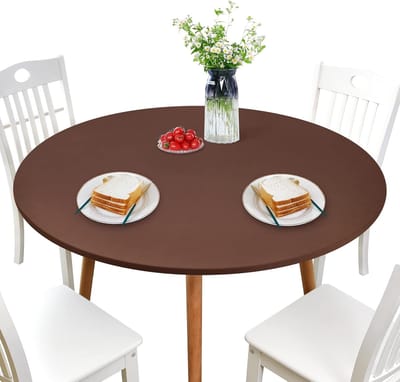 Ronde Tafelhoes - Tafelkleed Spandex - Dineren en Terras - Elastische Rand - 48 Inch - Bruin