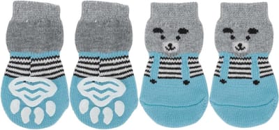 Antislip Hondensokken met Berenpatroon voor Pootbescherming en Tractie - 1 Set van 4 Stuks voor Honden en Katten, Groot