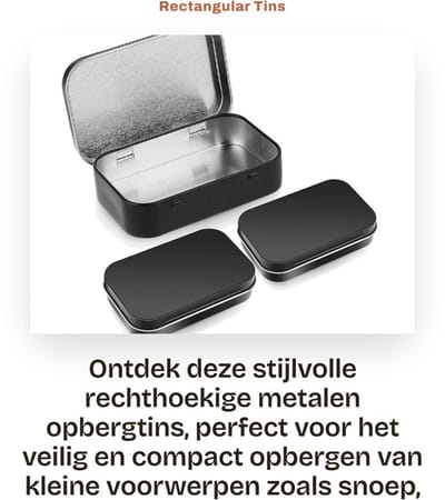 Dailygoods- Opbergdozen - 3 Stuks - Metaal - Met Scharnierdeksel - 8.9 x 5.5 x 1.3 cm - Duurzaam - Compact - Opbergtin
