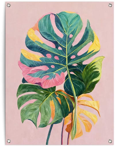 Tuinposter Monstera bladeren - 80 x 60 - Canvas - REINDERS