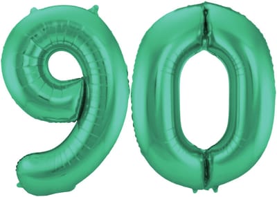 Folat Verjaardag Leeftijd folieballon - 90 jaar - groen - 86 cm - cijferballon groot
