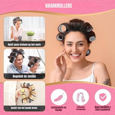 Aurixi® 28 Delige Krulset – Krulset Rollers In 4 Maten – Haarkruller Inclusief Clips – Haar Kruller – Haarrollers – Haar Rollers – Zwart - 25cm X 14cm X 7cm; 270 g
