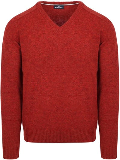 Steppin' Out Trui V-hals Lamswol Rood - Maat M - Heren