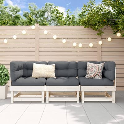 vidaXL - 3-delige - Loungeset - massief - grenenhout - wit