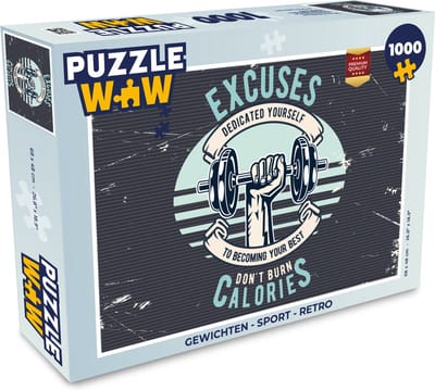 Puzzel Gewichten - Sport - Retro - Legpuzzel - Puzzel 1000 stukjes volwassenen