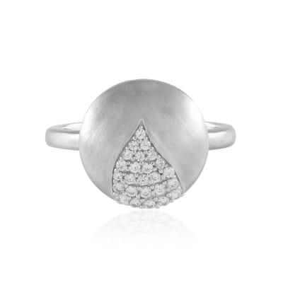 Cavill - Elegante Damesring - 925 Sterling Zilver met Platina Coating - 24 Cambodjaanse Zirkonia's Rond Pavé - Tijdloze Glans
