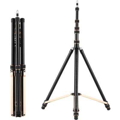 Trépied réglable de 252 cm/99 pouces, support d'éclairage vidéo en alliage d'aluminium, 4 sections réglables Aluminum Alloy black