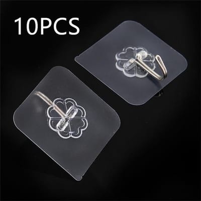 10 Transparante Muurhaken Hangers Zelfklevend Deur Wandhaken Haken Zuignap Zwaar Belastbaar Rek Voor Keuken Badkamer Accessoires