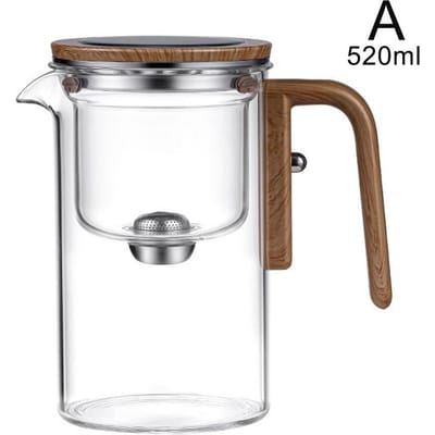 Waterafscheiding Binnencontainer Theepot Eén Klik Magnetische Schakelaar Theeafscheiding Filtratie Glazen Theepot Houten Handvat Thee gray
