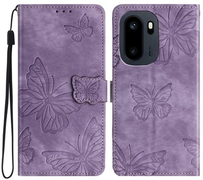 Coverup Hoesje - Geschikt voor OnePlus 15R Hoesje - Coverup Vlinders Book Case - Paars