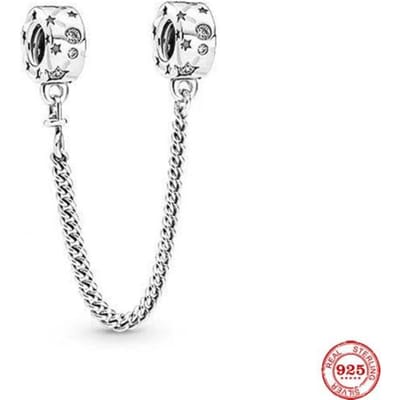 Nouvelle Chaîne de Sécurité Étoile Couleur Argent Originale Perles DIY S'adaptent aux Breloques Européennes Bracelet Jonc Bijoux Accessoires pour Femmes P883 white
