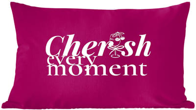 Sierkussens - Kussentjes Woonkamer - 60x40 cm - Cherish every moment - Cocktailglas - Bordeaux