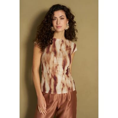 Lofty Manner bruine dames t-shirt   Ronde hals   Regular fit   Geen zakken   Grafisch patroon   Korte mouw Bruin S