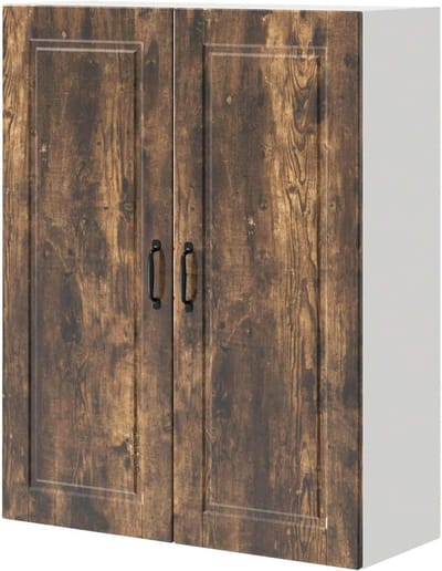 Hangkast met planken - Opbergkast Keuken - Keuken Organiseren - Met 2 deuren - 80x31x100 cm - Gerookt eiken