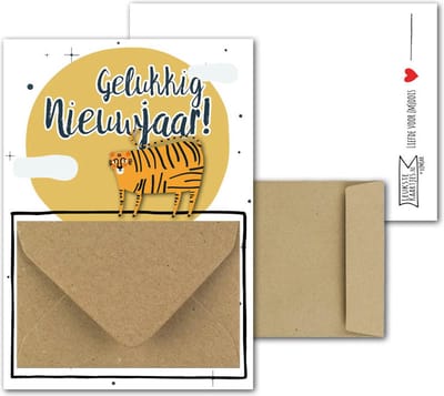Geldkaart met mini Envelopje -> Nieuwjaar - No:06 (Chinese Dierenriem-Tijger-2022-Gelukkig Nieuwjaar) - LeuksteKaartjes.nl by xMar