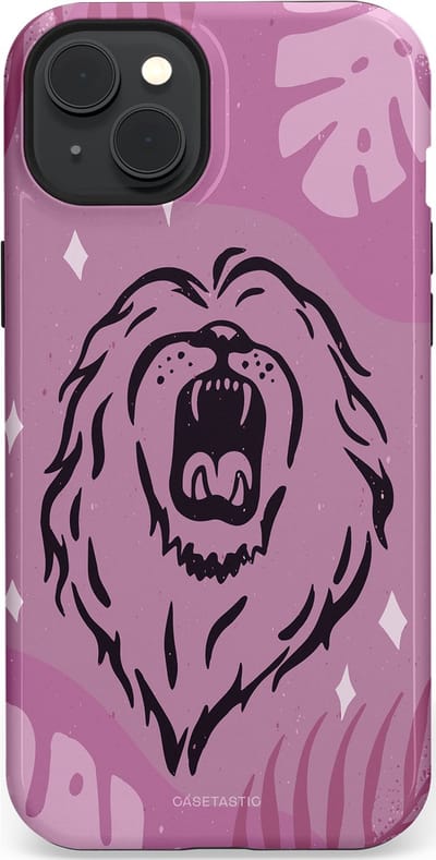 Casetastic hoesje geschikt voor Apple iPhone 15 Plus - MagSafe - Dubbellaagse bescherming - Trots en vurig - Fashion Case - Lila Lichtroze Donkergrijs