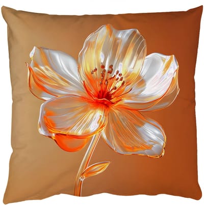 Sierkussens - Kussentjes Woonkamer - 50x50 cm - Glazen - Bloem - Oranje