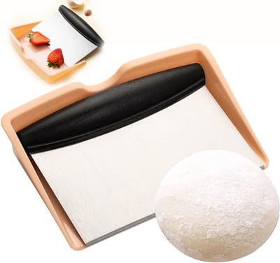 Deegschraper-Roestvrijstalen schraper-deegschraper-Keuken voedselmes-Pizzames-Deegsnijder-Met opslag
