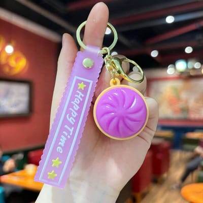 Porte-clés Squishy Boulette Lumineuse Charme Sac Anti-Stress Porte-clés Boulettes Squishy Cadeaux de Fête Accessoires à Suspendre au Sac purple