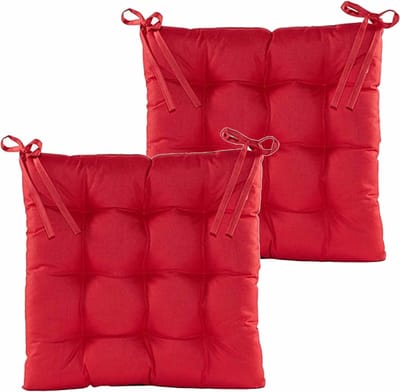 Anna's collection Stoelkussen gewatteerd - 2x - rood - 38 x 38 cm - binnen/buiten