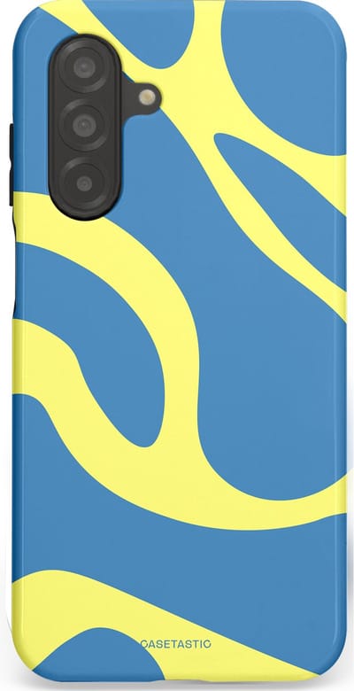 Casetastic hoesje geschikt voor Samsung Galaxy A26 - Dubbellaagse bescherming - Blauwe Gele Zee Stranden - Fashion Case - Lavendel Goud Lichtblauw