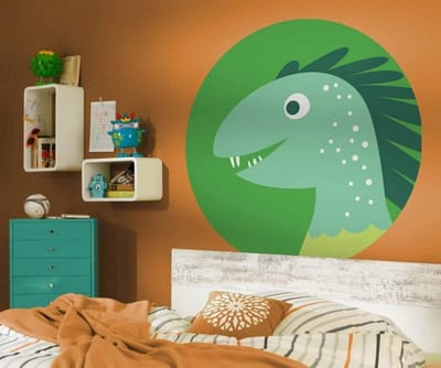 Fotobehang - Little Dino Velo 125x125cm - Rond - Vliesbehang - Zelfklevend