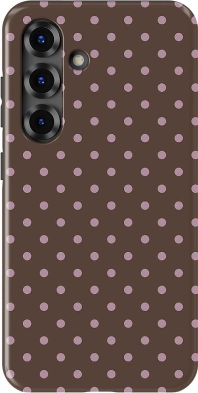Polka Dots Hoesje Samsung Galaxy S25 FE | Geschikt Voor Mag | Stippen Design Backcover Samsung Galaxy S25 FE Choco Blush
