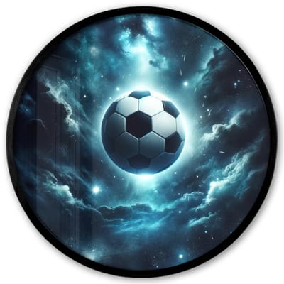 Poster in lijst Rond - Fotolijst 40x40 cm - Posters - Voetbal - Galaxy - Ruimte - Sport - Blauw - Ronde posterlijst zwart - Decoratie - Wanddecoratie woonkamer - Muurdecoratie slaapkamer