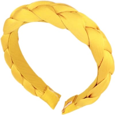 Brede Gevlochten Haarband voor Dames - Mode Haaraccessoires, Antislip Haarband voor Makeup en Verzorging, Perfect voor Feestjes en Dagelijks Gebruik, Geel