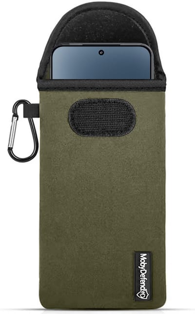 MobyDefend Hoesje - Geschikt voor Xiaomi 15 - Neopreen Pouch Met Karabijnhaak - Insteek - Riemlus - Groen