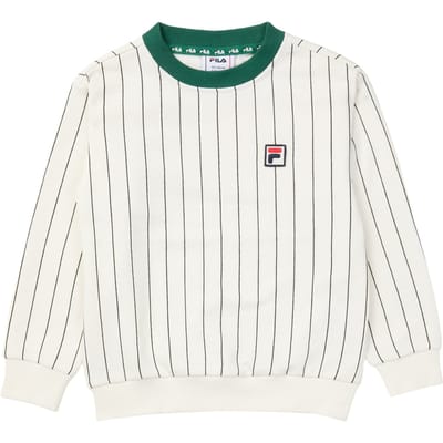 FILA Lubaco Regular Pinstriped Crewneck Sweatshirt Egret / Black Maat: 122/128 | Truien Outlet | Unisex | Wit