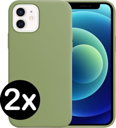 Hoesje - 2 Stuks - Geschikt voor Apple iPhone 12 - Sterk & Shockproof - Telefoonhoes - Back Cover - Case Siliconen - Telefoon Hoes - Groen
