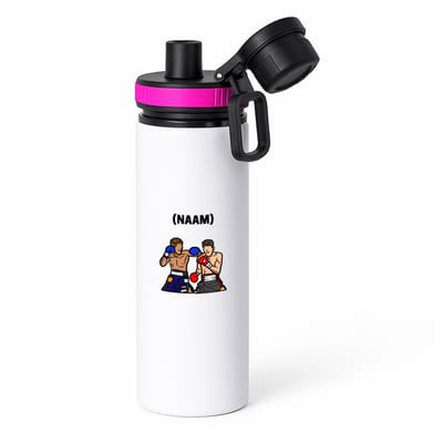 Hacebo® - Boksen met eigen naam waterfles met draaidop roze - Sport - Bokser - Vechtsport - water fles - 850ML