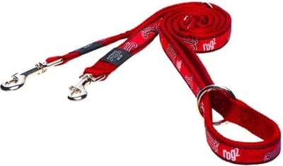 ROGZ Fancy Dress Multi Lead 3-Voudig Verstelbare Hondenlijn (HLM03-CC) - Nylon -Red Rogz Bone - L - Breedte 20 mm - Lengte 180 cm