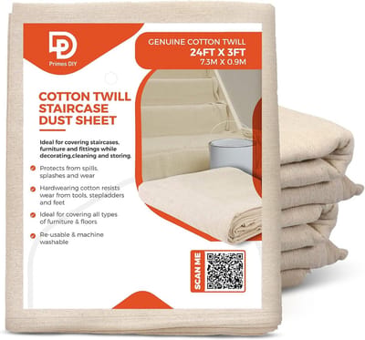 Katoenen Keperstof - Beschermdoek - Klus & Verfprojecten - Wasbaar Herbruikbaar - 7.3 x 0.9 M - Beige