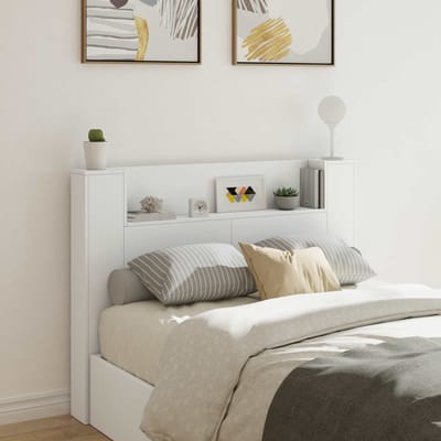 vidaXL Hoofdeinde Kast met LED Wit 140 x 16,5 x 103,5 cm Bewerkt hout