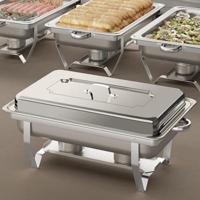 Buffet chafing dishes - Warmhoudbakken set - Feestelijke maaltijden - Gladde randen - 9 liter - Zilverkleurig