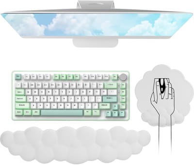 Dailygoody - Cloud Toetsenbord Muismat Polssteun - Ergonomische Handpalmsteun - Antislip Basis - Ultrazacht Geheugenschuim - Comfortabel Typen - Gesch